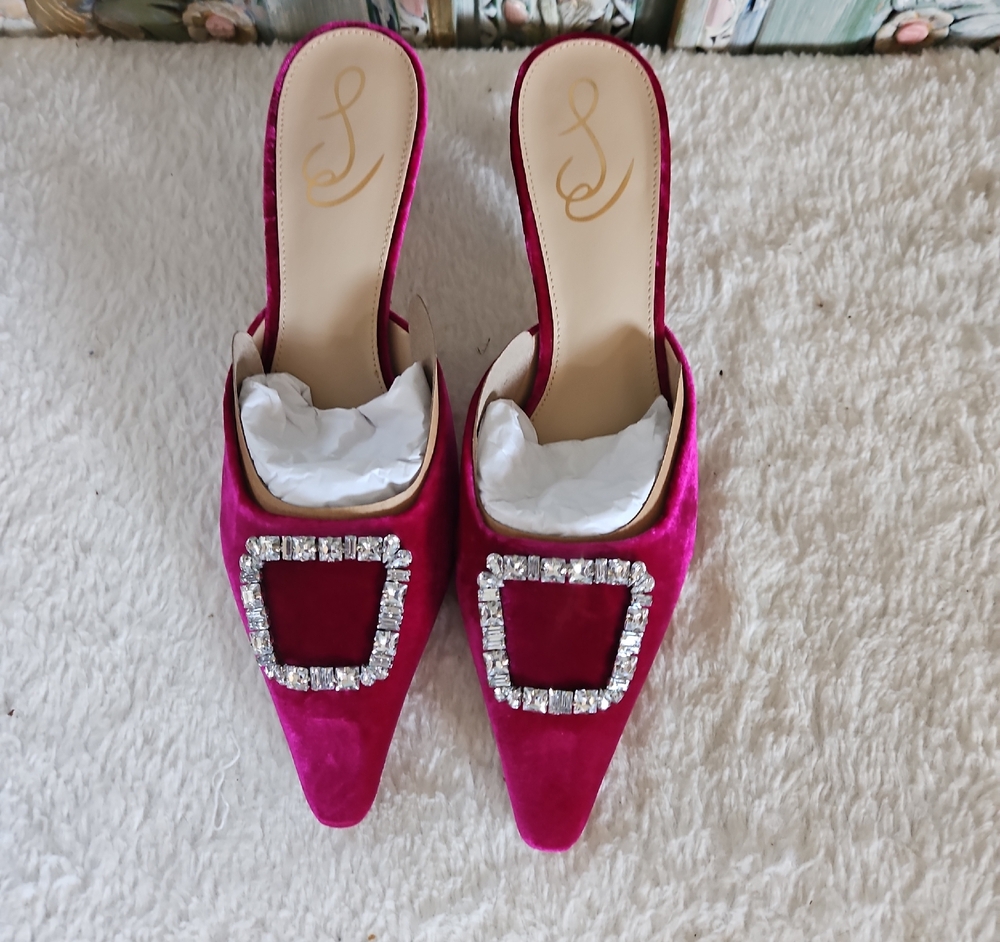 Sam Edelman Fuchsia Mules with Sparkling Buckle